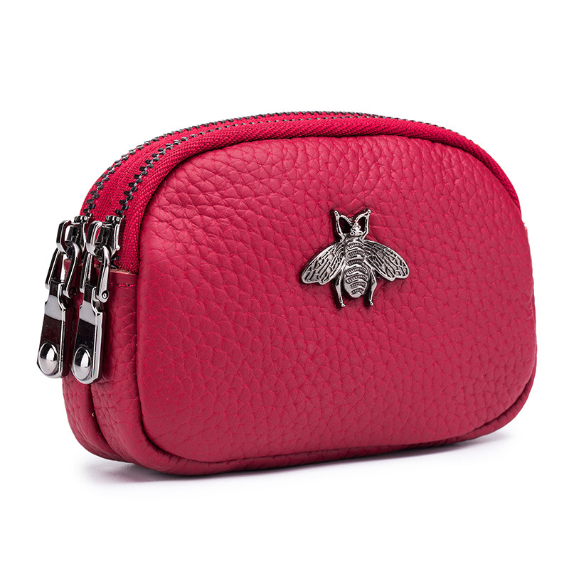 Women Bags Coach - Women Cowhide Double Zipper Portable Wallets
