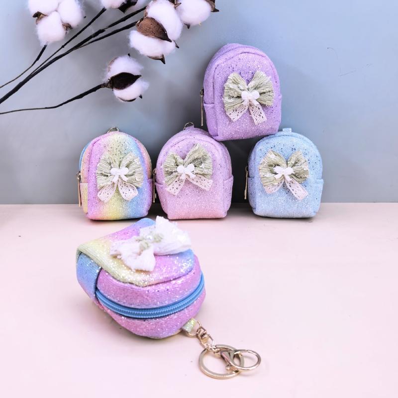 Women Bags Mini - Mini Sequin Purse Bow Keychain Holder