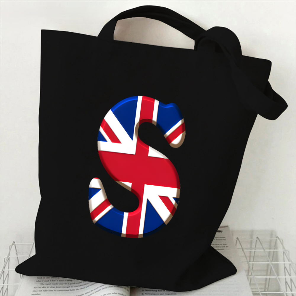 Women Bags Uk - A-Z 26 Letter Canvas Tote Bag