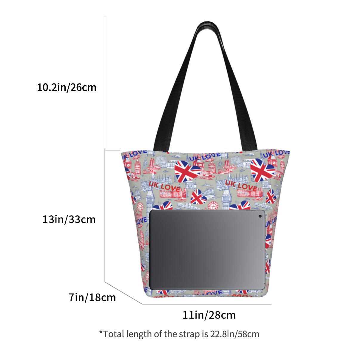 Custom Flag Of The UK Love Gro - Women Bags Uk 评论和价格