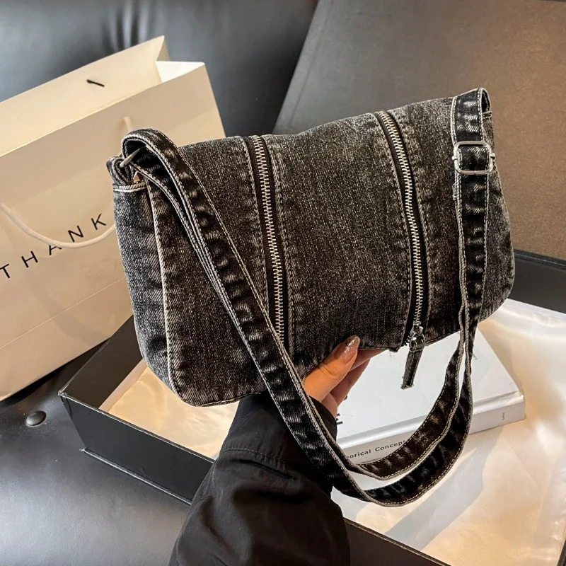 Solid Zipper Denim Versatile S - Women'S Bags New Look 评论和价格