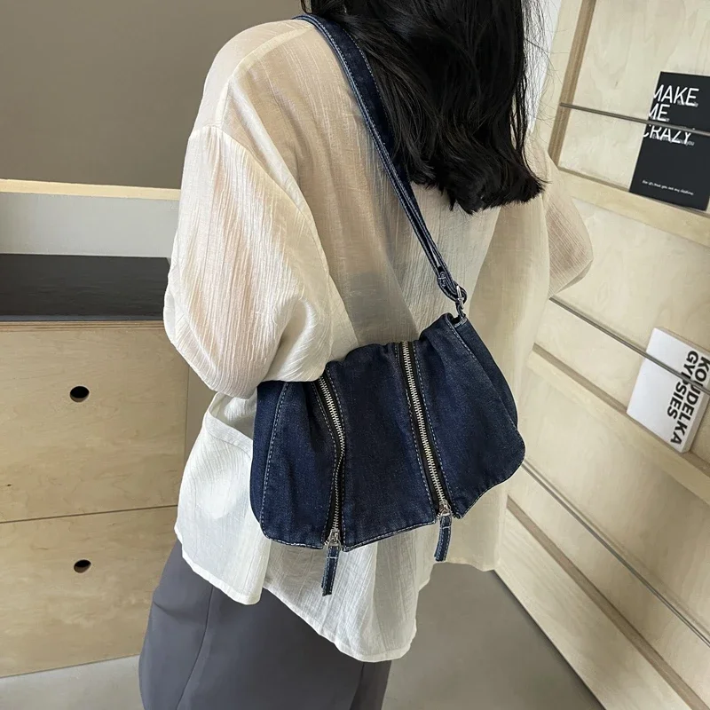 Solid Zipper Denim Versatile S - Women'S Bags New Look 评论和价格
