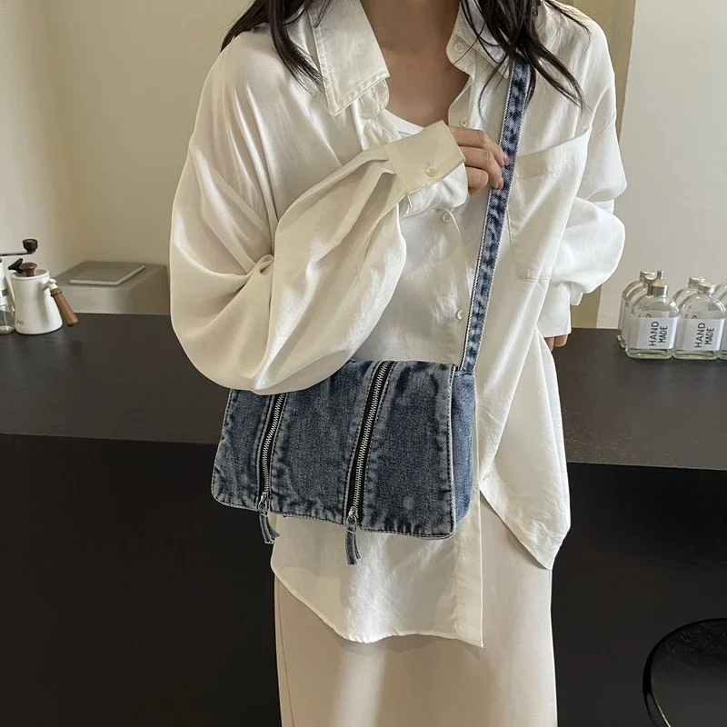 Solid Zipper Denim Versatile S - Women'S Bags New Look 评论和价格