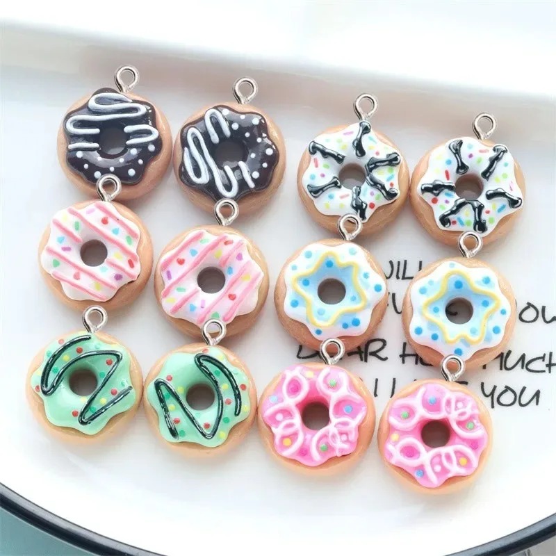 10Pcs Resin Donut Charms Color - Women Bags Mini 评论和价格