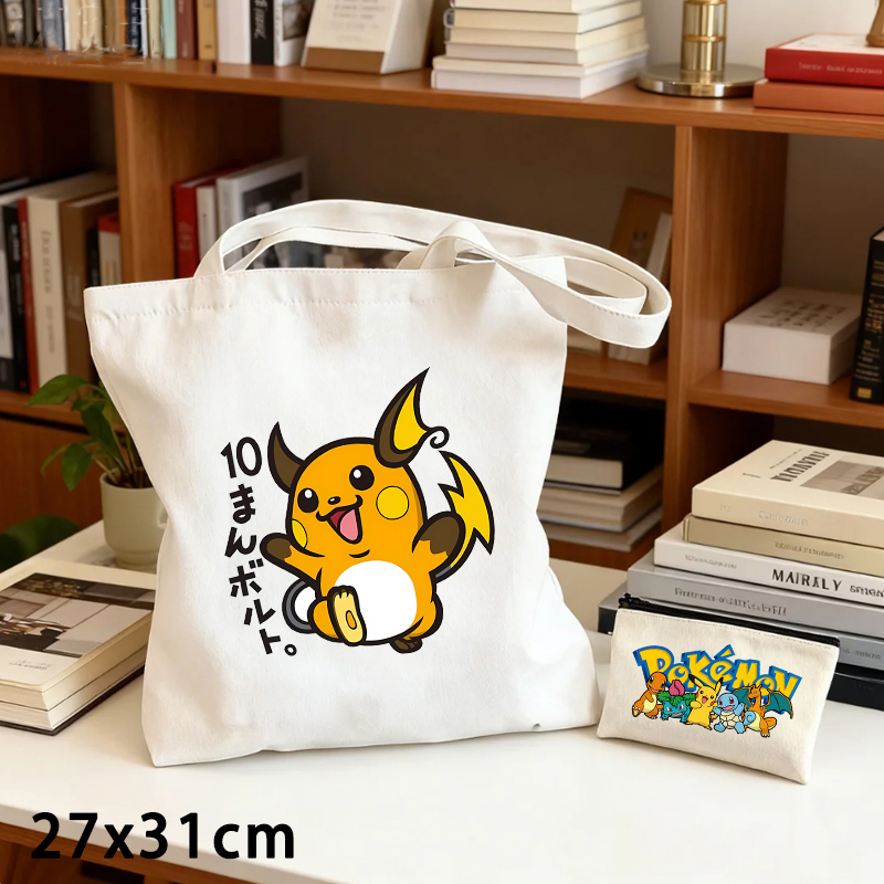 2PCS Pokemoned Canvas Bag and  - Women Bags And Purses 评论和价格