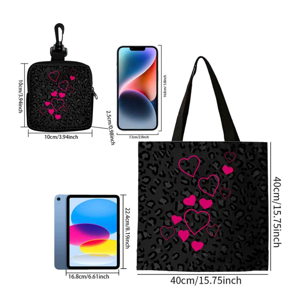 Black Leopard Print Pink Heart - Women Bags And Purses 评论和价格